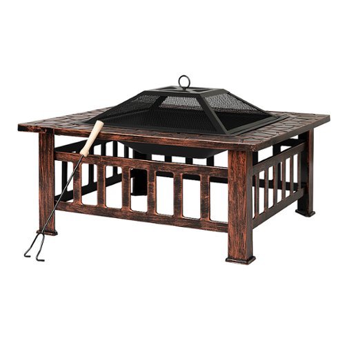 Fire Sense - Foxdale Square Wood-Burning Fire Pit - Brushed Bronze