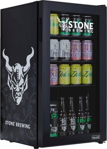 NewAir - Stone Brewing 126 Can Beverage Cooler with SplitShelf and Adjustable Shelves for Beer and Soda - Black