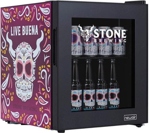 NewAir - Stone Brewing Live Buena Beverage Cooler, 60 Can with Glass Door and Removable Shelf - Purple