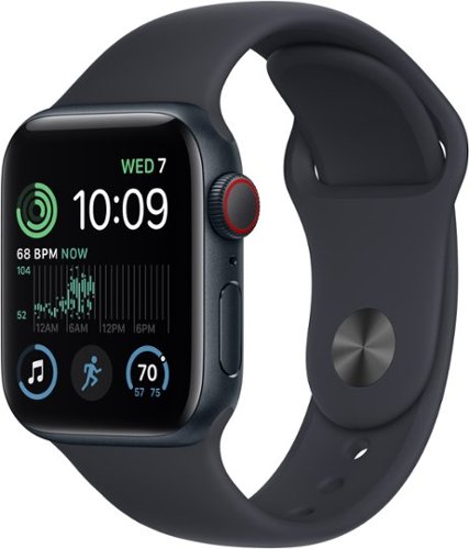 Apple Watch SE 2nd Generation (GPS + Cellular) 40mm Aluminum Case with Midnight Sport Band - S/M - Midnight