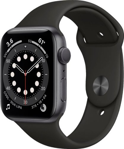 Geek Squad Certified Refurbished Apple Watch Series 6 (GPS) 44mm Space Gray Aluminum Case with Black Sport Band - Space Gray