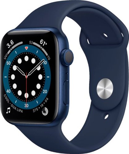 Geek Squad Certified Refurbished Apple Watch Series 6 (GPS) 44mm Aluminum Case with Deep Navy Sport Band - Blue