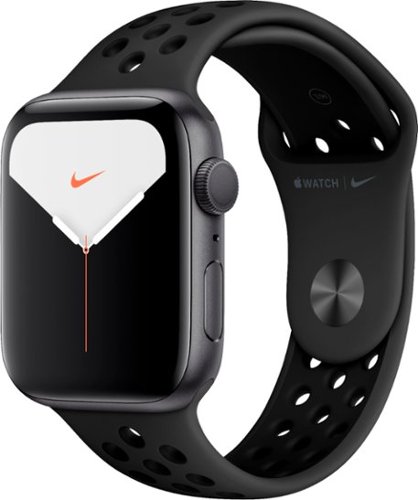 Geek Squad Certifid Refurbished Apple Watch Nike Series 5 (GPS) 44mm Aluminum Case with Anthracite/Black Nike Sport Band - Space Gray Aluminum