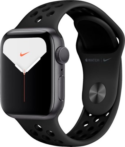 Geek Squad Certified Refurbished Apple Watch Nike Series 5 (GPS) 40mm Aluminum Case with Anthracite/Black Sport Band - Space Gray Aluminum