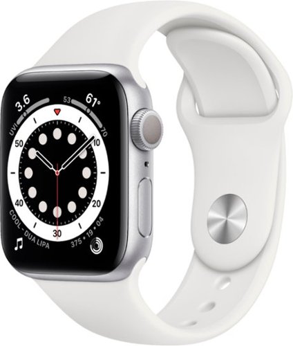 Geek Squad Certified Refurbished Apple Watch Series 6 (GPS) 40mm Silver Aluminum Case with White Sport Band - Silver