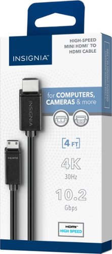 Insignia™ 4' High-Speed HDMI-to-Mini HDMI Cable - Black GLOBAL SHIPPING