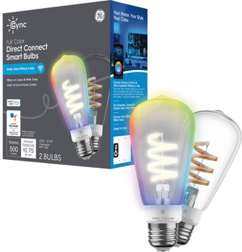 

GE - CYNC ST19 Edison Style Bluetooth / Wi-Fi Enabled Smart LED Light Bulb (2 Pack) - Full Color