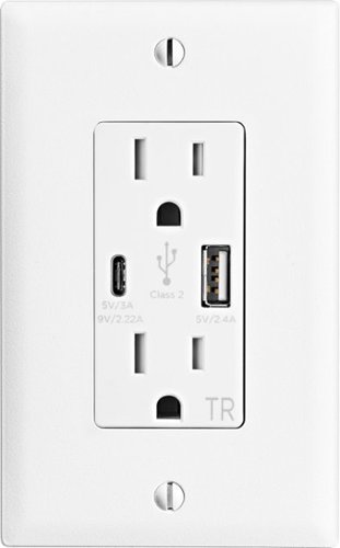 Image of Insignia™ - Dual AC and USB/USB-C In-Wall Outlet - White