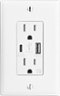 Insignia™ - Dual AC and USB/USB-C In-Wall Outlet - White-Front_Standard