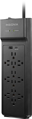 Insignia™ 12-Outlet/1-USB-C/1-USB 3,600 Joules Surge Protector Strip - Black WORLDWIDE DELIVERY