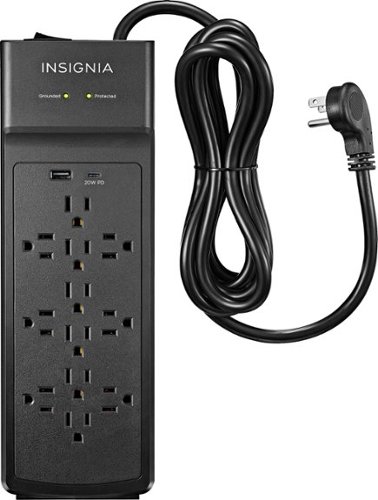 Insignia™ 12-Outlet/1-USB-C/1-USB 3,600 Joules Surge Protector Strip - Black HOW TO BUY