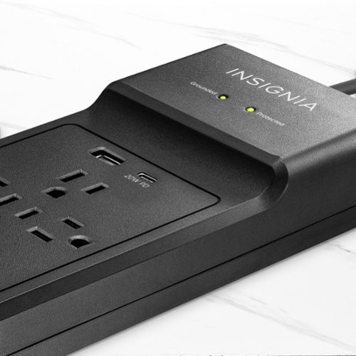 Insignia™ 12-Outlet/1-USB-C/1-USB 3,600 Joules Surge Protector Strip - Black WHERE TO BUY