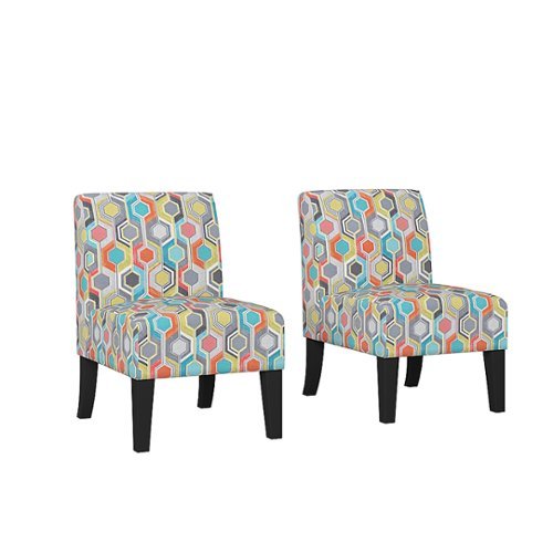 

Handy Living - Rousse Classic Beehive Print Armless Chairs (set of 2) - Orange