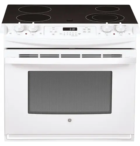 Front. GE - 4.4 Cu. Ft. Self-Cleaning Drop-In Electric Range - White.