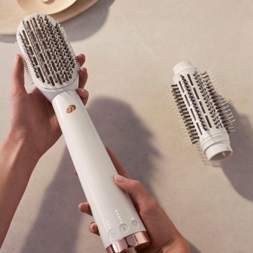 T3 - AireBrush Duo Interchangeable Hot Air Blow Dry Brush with Two Attachments - White &amp; Rose Gold
