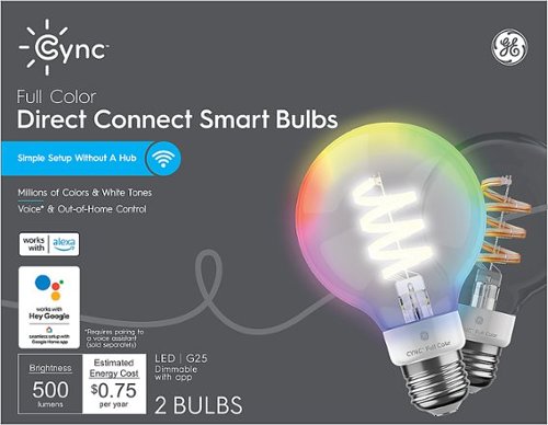 

General Electric - CYNC G25 Bluetooth/Wi-Fi Smart LED Light Bulb 2 Pack