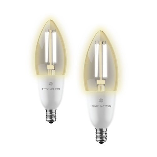 General Electric - CYNC Candelabra Base Decorative Bluetooth/Wi-Fi Smart LED Light Bulb 2 Pack