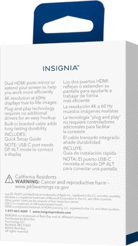 Insignia™ USB-C to Dual 4K HDMI Adapter - Gray BUY IN AUSTRALIA