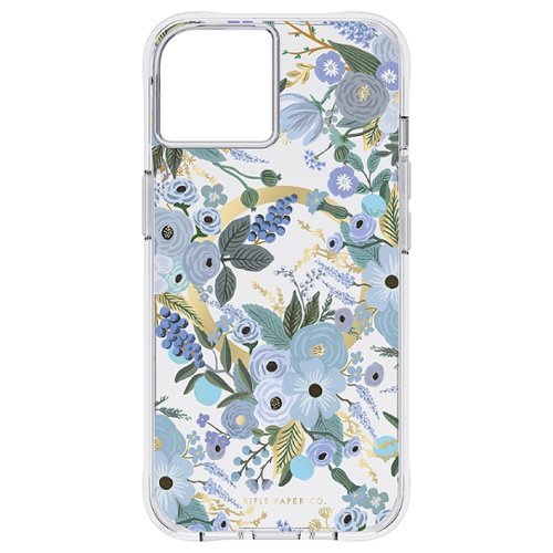 

Rifle Paper - Antimicrobial Hardshell Case with MagSafe for Apple iPhone 14 - Garden Party Blue