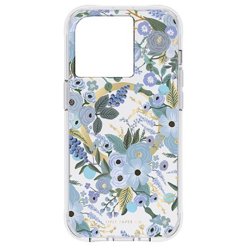 Rifle Paper - Antimicrobial Hardshell Case with MagSafe for Apple iPhone 14 Pro - Garden Party Blue