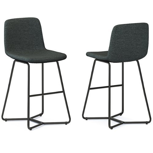 Simpli Home - Wilcox Counter Height Stool (Set of 2) - Charcoal Grey