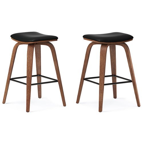 

Simpli Home - Larsen Saddle Bar Stool (Set of 2) - Black