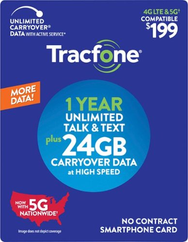  Tracfone - $199 Smartphone Unlimited Talk &amp; Text 1-Year Prepaid Plan (Email Delivery) [Digital]