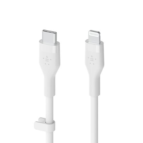Image of Belkin - BOOSTCHARGE Flex 6.6ft Silicone USB-C Cable with Lightning Connector for iPhone - White