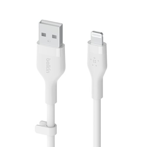 Image of Belkin - BOOSTCHARGE Flex 6.6ft Silicone USB-A Cable with Lightning Connector for iPhone - White