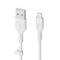 Belkin - BOOST↑CHARGE Flex Silicone USB-A to Lightning Cable, MFi-Certified Charging Cable for iPhone Series with Cable Clip - White-Front_Standard