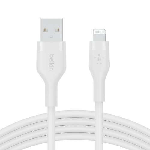 Belkin BOOST↑CHARGE Flex Silicone USB-A to Lightning Cable, MFi-Certified Charging Cable for iPhone Series with Cable Clip - White GLOBAL SHIPPING