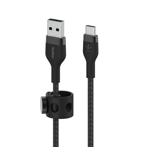Image of Belkin - BOOSTCHARGE PRO Flex 6.6ft Braided Silicone USB-A to USB-C Cable - Black