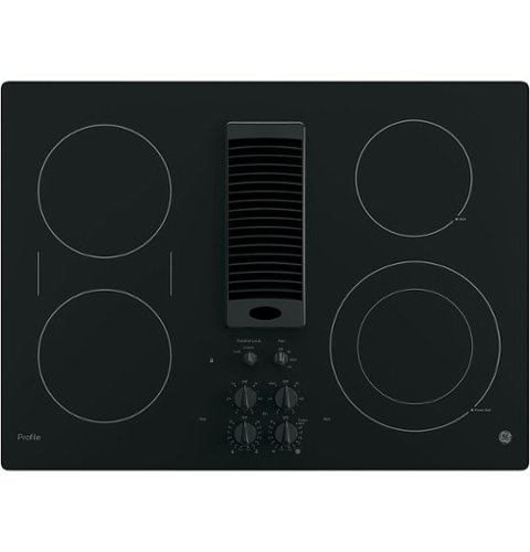 GE Profile - 30" Built-In Downdraft Electric Cooktop with 4 Burners - Black