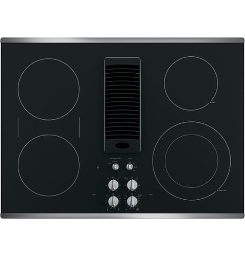 GE Profile - 30" Built-In Downdraft Electric Cooktop with 4 Burners - Stainless Steel