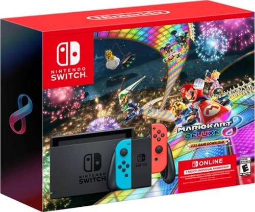 Nintendo Switch Neon Joy-Con + Mario Kart 8 Deluxe (GameDownload) + 3 Month Nintendo Switch Online Individual Membership