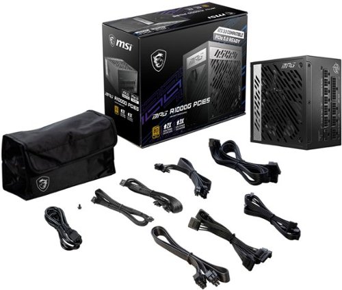 MSI MPG A1000G PCIE 5 - Full Modular - 80 Plus Gold 1000W - 100% Japanese 105°C Capacitors - ATX 3.1 Gaming Power Supply - Black BUY ONLINE