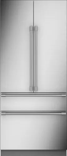 Front. Monogram - 20.1 Cu. Ft. French Door Counter-Depth Refrigerator - Custom Panel Ready - Stainless Steel.