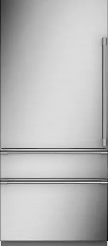 Front. Monogram - 20.2 Cu. Ft. Bottom-Freezer Counter-Depth Refrigerator - Custom Panel Ready - Stainless Steel.