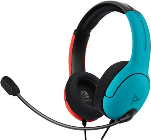 Image of PDP AIRLITE Wired Headset: Neon Pop For Nintendo Switch, Nintendo Switch - OLED Model - Blue and Red