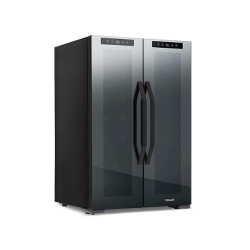 NewAir - 12-Bottle & 39-Can Dual Zone Wine Cooler with Mirrored Glass Door & Compressor Cooling, Digital Temperature Control - Black