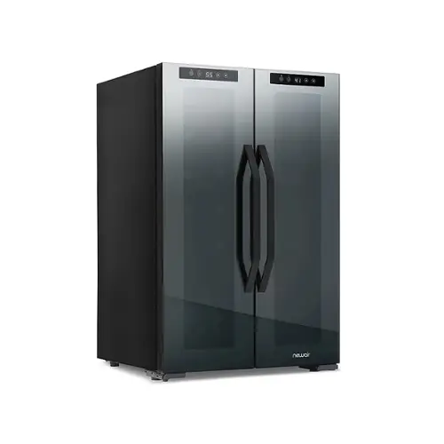Front. NewAir - 12-Bottle & 39-Can Dual Zone Wine Cooler with Mirrored Glass Door & Compressor Cooling, Digital Temperature Control - Black.