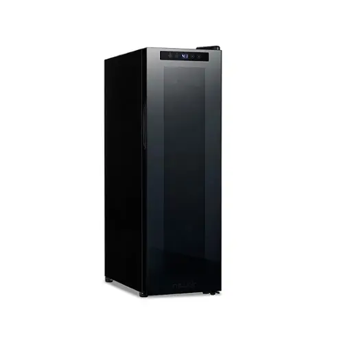 Front. NewAir - 12-Bottle Wine Cooler with Mirrored Double-Layer Tempered Glass Door & Compressor Cooling, Digital Temperature Control - Black.