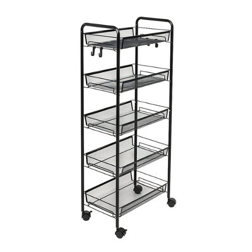 

Honey-Can-Do - 5-Tier Rolling Storage Cart on Wheels - Black