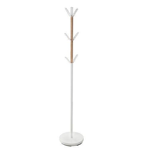 

Honey-Can-Do - Modern Standing Coat Rack with Wood Accent - White
