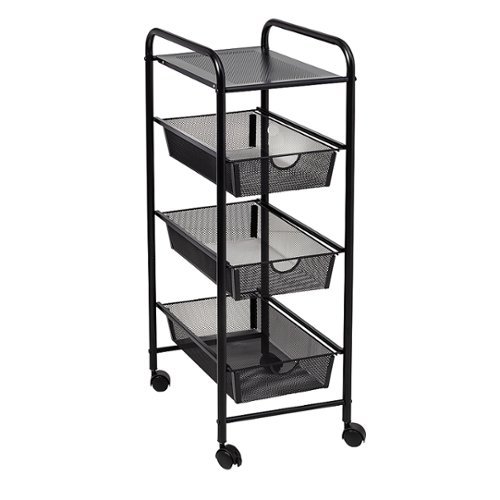 

Honey-Can-Do - Metal 3-Drawer Rolling Storage Cart on Wheels - Black