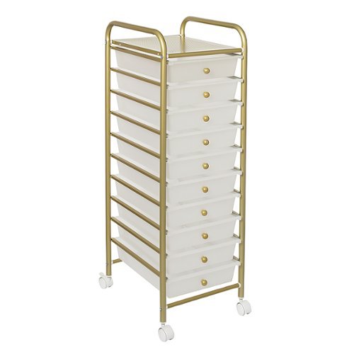 

Honey-Can-Do - 10-Drawer Metal Rolling Storage Cart - Gold