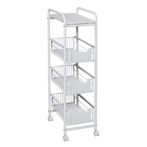 

Honey-Can-Do - 4-Tier Slim Rolling Cart with Drawers - White