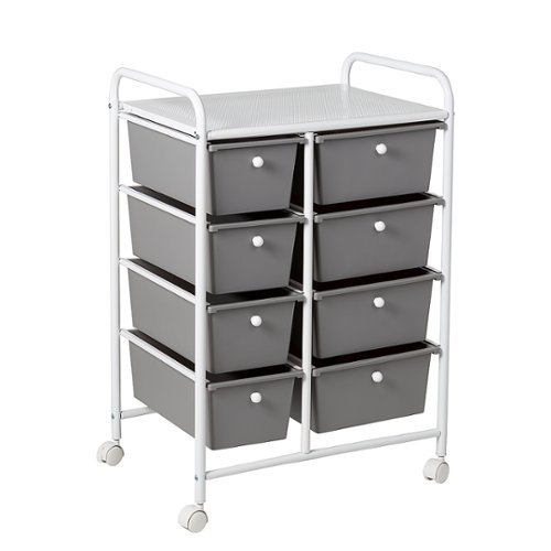 

Honey-Can-Do - Metal Rolling Cart with 8 Plastic Storage Drawers - White/Gray