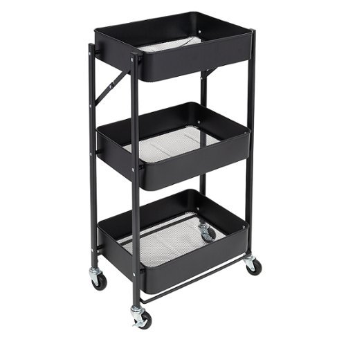 

Honey-Can-Do - 3-Tier Metal Folding Cart with Wheels - Black