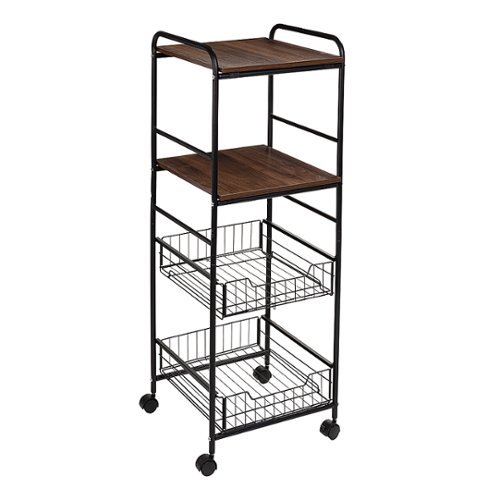 

Honey-Can-Do - 4-Tier Rolling Cart With Two Shelves and Two Baskets - Black